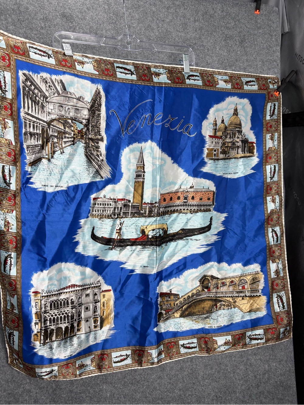 Vintage Venezia Italy Blue Square Scarf